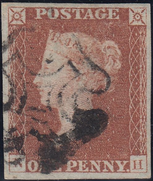 132944 1840-41 MATCHED PAIR 1D BLACK PL.1B (SG2) AND 1D RED (SG7) LETTERED NH.