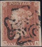 132945 1840-41 MATCHED PAIR 1D BLACK PL.1B (SG2) AND 1D RED (SG7) LETTERED NA.