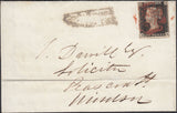 132964 1840-41 MATCHED PAIR 1D INTENSE BLACK PL.8 ON COVER (SG1) AND 1D RED (SG7) LETTERED BB.