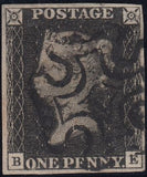 132966 1840-41 MATCHED PAIR 1D BLACK PL.8 (SG2) AND 1D RED (SG7) LETTERED BE.