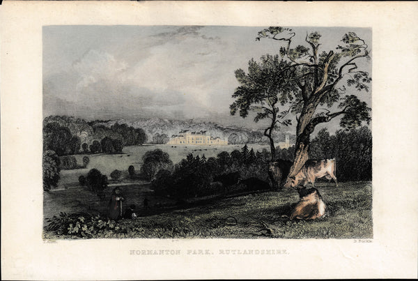 133946 CIRCA 1820 COLOURED PRINT 'NORMANTON PARK, RUTLANDSHIRE'.