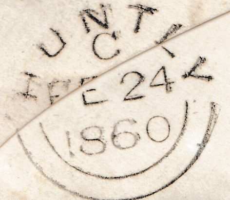 134097 1860 MAIL FRASERBURGH TO HUNTLY, 'FORGUE' SCOTS LOCAL HAND STAMP ON REVERSE.