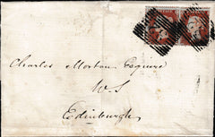 134106 1855 MAIL BALMORAL TO EDINBURGH WITH 'CRATHIE' CIRCULAR HAND STAMP.