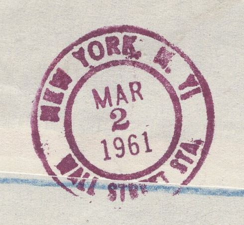 134220 1961 REGISTERED MAIL LONDON TO NEW YORK WITH 2/6 CASTLE ISSUE.