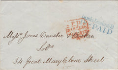 134446 1850 MAIL USED IN LONDON WITH 'Lambs.Conduit-St./1D-PAID' RECEIVERS HAND STAMP IN BLUE (L510b).