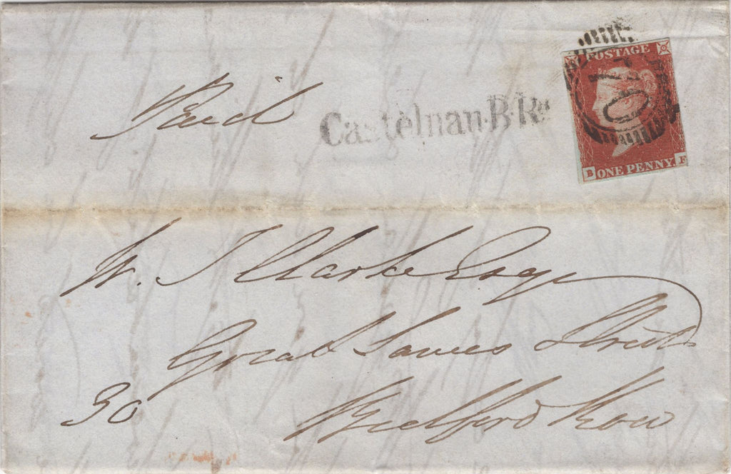 134451 1846 MAIL USED IN LONDON WITH PREVIOUSLY UNRECORDED Castelnan.B.Rd RECEIVERS HAND STAMP