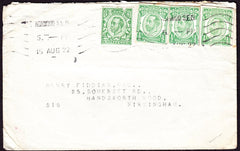 73019 - KGV ½D DOWNEY POSTAL STATIONERY CUTOUT x 3 AND ISSUED STAMP ON 1922 COVER. Envelope Norwood to...