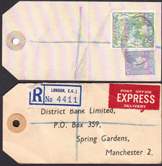 73555 - 1949 BANKER'S PARCEL TAG. Tag from London with pri...