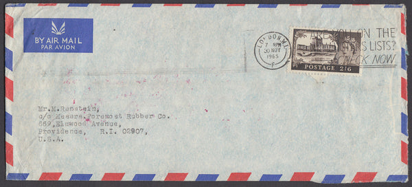 74472 - 1965 MAIL LONDON TO USA 2/6D CASTLE. Large envelope (230x102) London to Rhode Island USA with 2/6d...