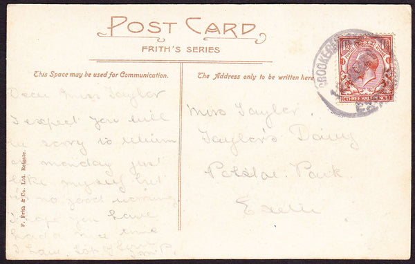 75564 - DEVON. 1921 post card of Fingle Bridge to Exeter w...