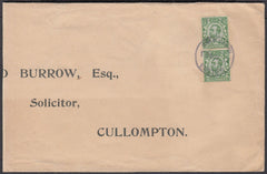 75579 - DEVON. 1912 large envelope to Cullompton with pair...