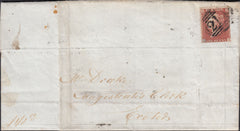 76370 - 1855 MAIL BRADNICH (DEVON) TO EXETER/PL.2(AI)(SG21)/MISSING IMPRIMATUR LETTERING.