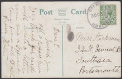 76395 - DEVON. 1928 post card to Southsea with KGV ½d canc...