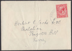 76436 - DEVON. 1915 envelope to Surrey with KGV 1d cancell...