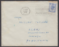 79054 - 1953 MAIL NEWBURY TO SLOVENIA. Envelope Newbury to Sloveni...