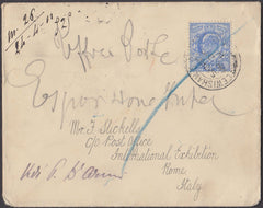 80035 - 1911 MAIL LEWISHAM TO ITALY. Envelope Lewisham to Rome with...