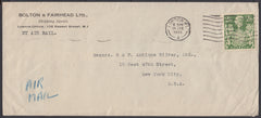 84155 - 1946 MAIL LONDON TO USA/2/6 YELLOW-GREEN (SG476b) Large envelope (227x101mm) London to New York with ...