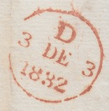 86658 - 1832 BERKS/'FARRINGDON' UDC (BR125). Entire Faringdon to London dated Dec 1 1832, on reverse...