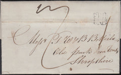 87158 - 1837 BIRMINGHAM PENNY POST/WEDNESBURY. 1837 entire Darlaston to Shropshire wi...