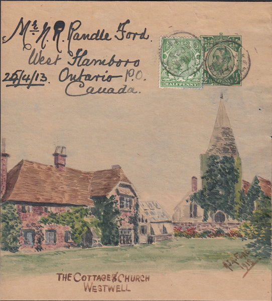 88447 1913 HAND-PAINTED NEWSPAPER WRAPPER/KENT.