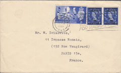 88954 - 1960 MIXED REIGNS MAIL HAMPSTEAD TO PARIS. Envelope Hampstead to Paris with KGVI 4d Fest...