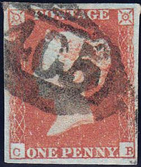 89452 - PL.105 (CB)(SG8). Good used 1850 1d pl.105 (SG8) letter...