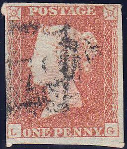 89598 - PL.112 (LG)(SG8). Used 1851 1d pl.112 (SG8) lettered LG,