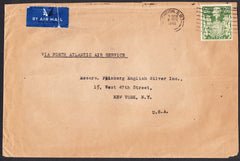 91267 - 1946 MAIL LONDON TO USA 2/6D YELLOW-GREEN (SG476b). Large envelope (215x142) London to New York with 2/6d green (...