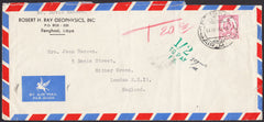 91503 - 1956 UNDERPAID MAIL LIBYA TO LONDON 1/2D CHARGE MARK. Large envelope (228x102)