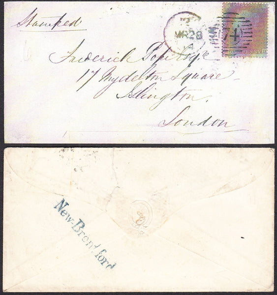 92394 1854 MAIL NEW BRENTFORD TO ISLINGTON, 1D PL.172 (SG17)(BD) 'New-Brent ford' RECEIVERS HANDSTAMP (L514/NBREN17b).