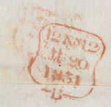 92621 1851 MAIL USED IN LONDON WITH 1D PL.115 (SG8)(MD) AND 'W' WAFER SEAL.