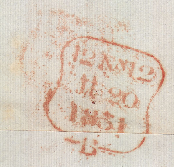 92621 1851 MAIL USED IN LONDON WITH 1D PL.115 (SG8)(MD) AND 'W' WAFER SEAL.