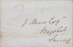 93725 - 1839 BERKS/'BRACKNELL' DATE STAMP (BR67). Letter  Warfield to Bagshot dated Novem...