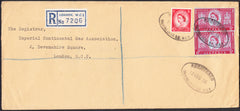 95949 - 1956 LONDON REGISTERED MAIL/6D CORONATION CUTOUT. Large envelope (230 x 104mm) sent registered ...