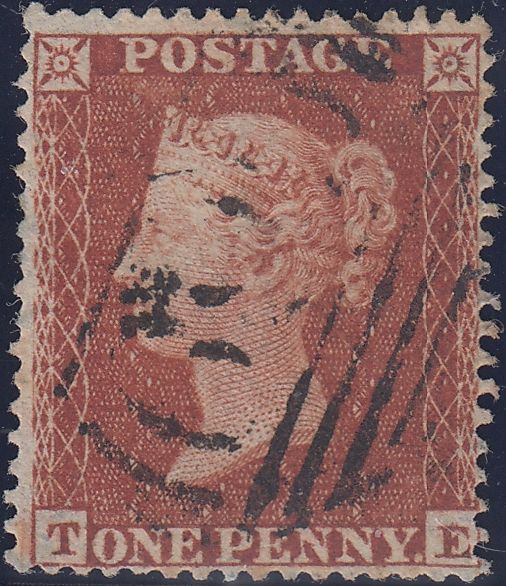 97218 - PL.197 (TE)(SG17). Good used 1854 Die 1 1d pl.197 S.C.16 (SG17) lettered