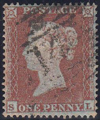 97666 - PL.195 (SL)(SG17). Good used 1854 die 1 1d pl.195 ...