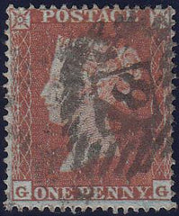 97760 - PL.197 (GG)(SG17). Good used 1854 Die 1 1d pl.197