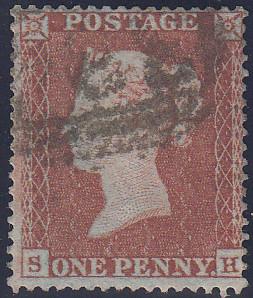 97786 - PL.190 (SH)(SG17). Good to fine used 1854 die 1 1d...