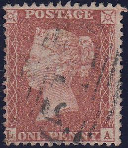 97856 - PL.24 (SG29)(LA) DISTINCTIVE 'TALL L'. Good to fine used 1856 die 2 1d pl.24 le...