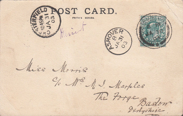 98920 - 1903 MISDIRECTED MAIL TAUNTON/CHESTERFIELD.